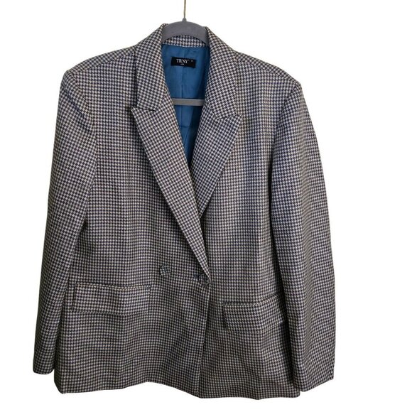 TRNY Oversized Relaxed Fit Mini Multi Colored Houndstooth Blazer Size M - Picture 2 of 13
